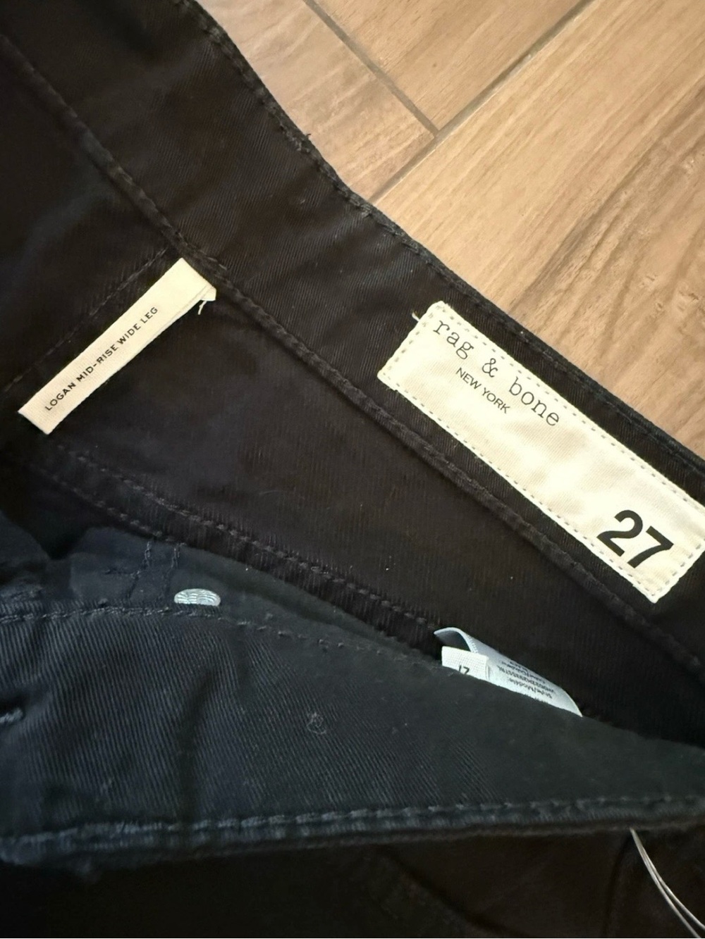 rag & bone Logan Mid Rise Wide-Leg Featherweight Black Jeans Size 27 - Picture 5 of 7